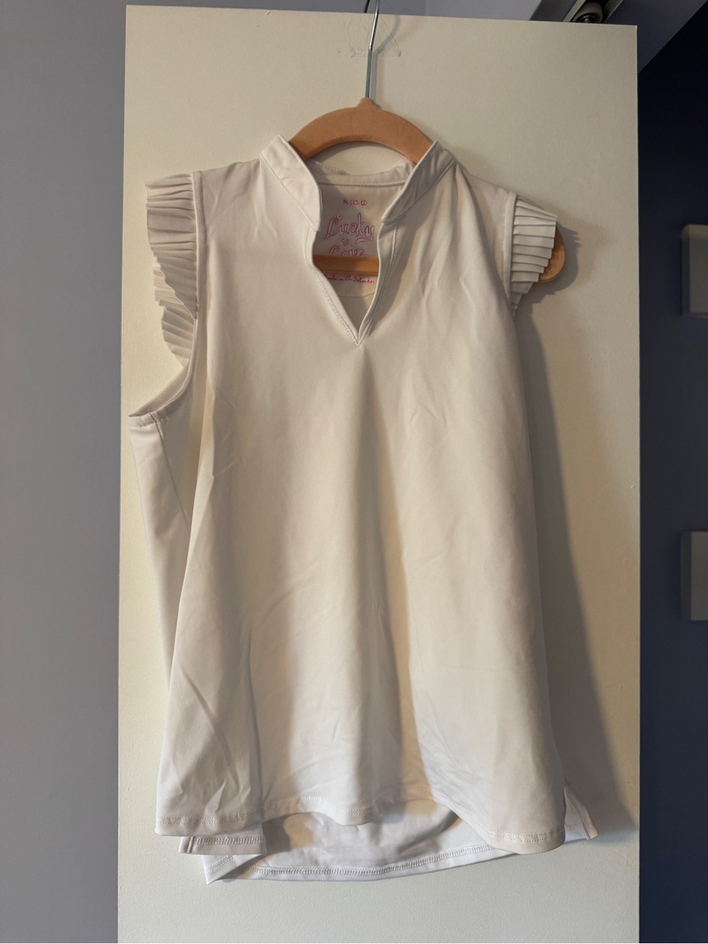 Sleeveless Ruffle-Trim V-Neck Tank - Lucky in Love tennis top